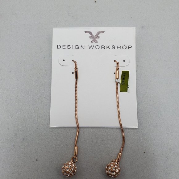 2 for $15 Fragments fish hook gold with rhinestone ball dangle earring - Picture 1 of 4